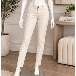 Cache Womens Pants Slim Leg Off White Cream Solid Size 4